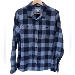 L.L. Bean Plaid Long Sleeve Flannel Button Down Shirt Blue Size M Reg.